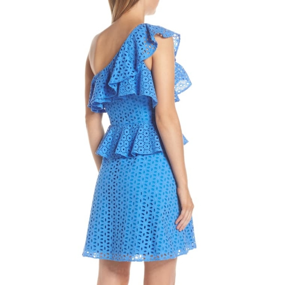 New Lilly Pulitzer Josey Costal Blue One Shoulder - Picture 2 of 8